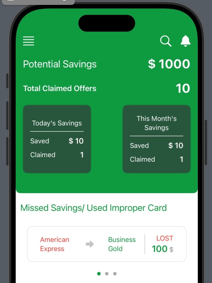 Swipe It — Savings dashboard