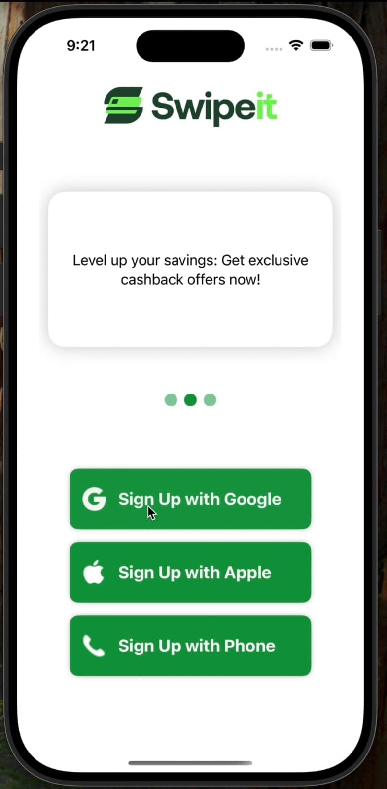 Swipe It — Sign-up